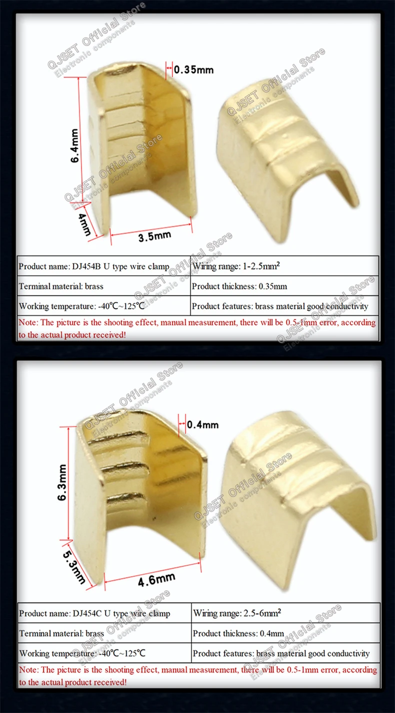 100 Stück DJ454 Drahtklemmen 0,5-6,0mm² U-förmige Kupferdraht-Crimpklemmen Kaltgepresste Verbinder Kabelschuhe für Drahtverbindungsklemmen DJ – Detail 7