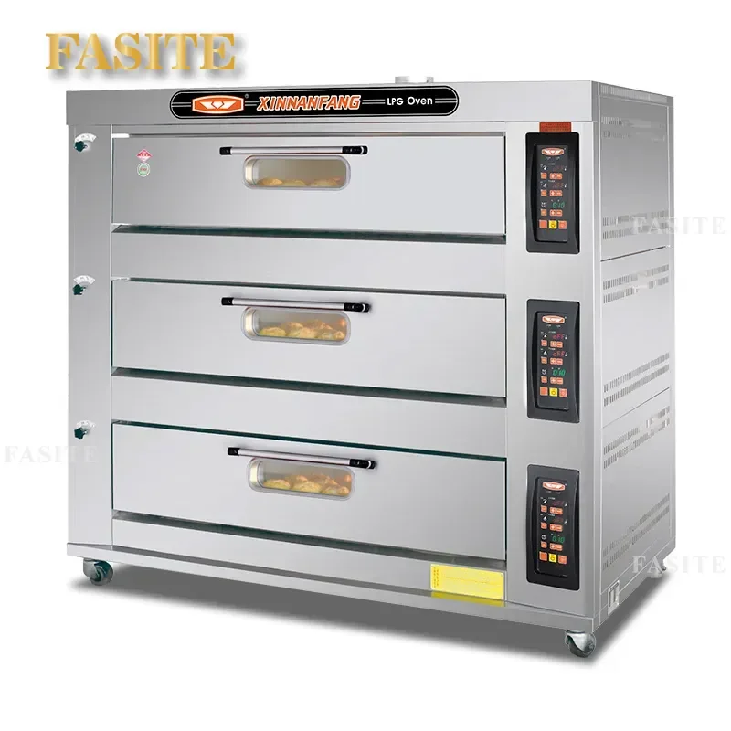 For Commercial Large Capacity Three Layer Nine Plate Gas Oven Mooncake Bread Pizza Baking Stove