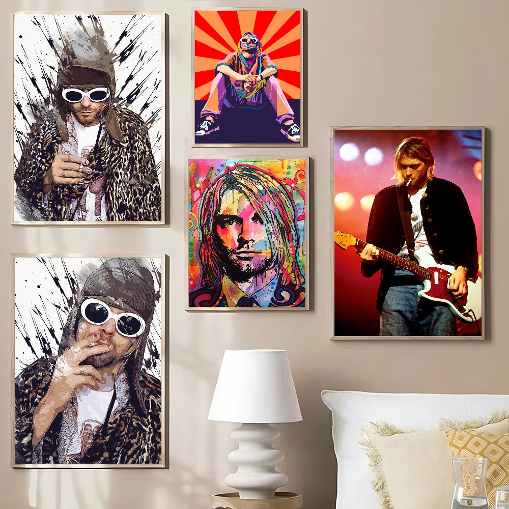 Singer Kurt Cobain Classic Movie Posters Whitepaper Sticker DIY Room Bar Cafe Aesthetic Art Wall Painting