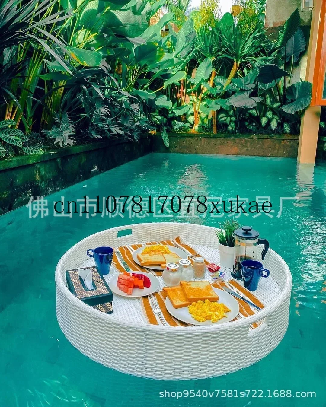 スイミングプール用フローティング朝食トレイ、水草編みバスケット、ウェディング写真撮影用小道具トレイ、デコレーション、インターネットセレブ