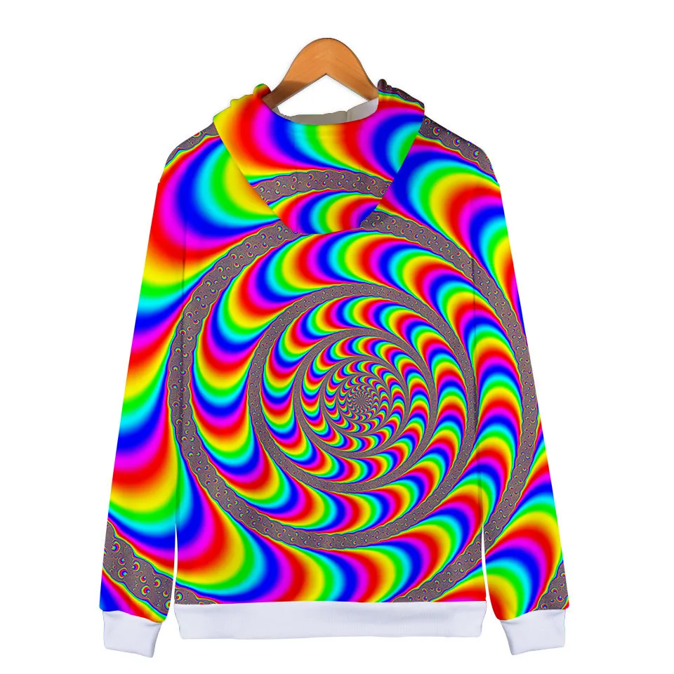 Colorful Spiral Dizzy Pattern Hoodie Men Women Optical Illusion Hoodies Sweatshirt Harajuku Tie Dye Jacket Coat Clothes