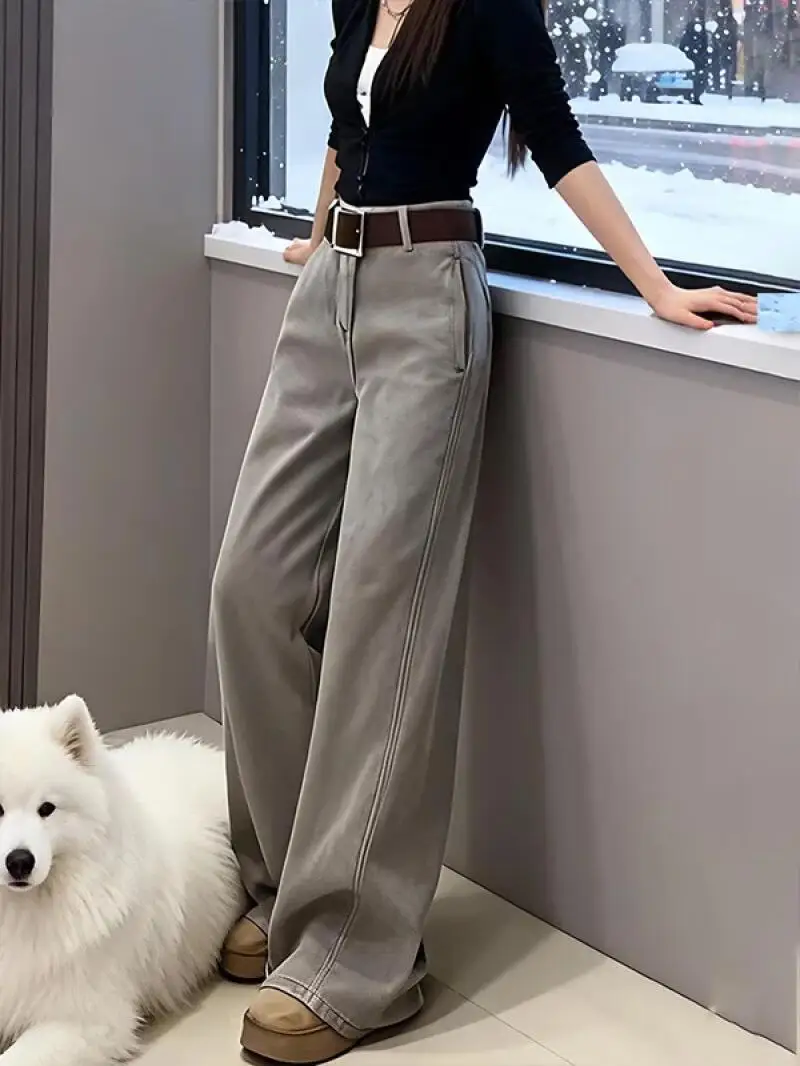 

Джинсы Y2K в стиле ретро, широкие, женские, с высокой талией, свободные, универсальные, повседневные, с изогнутыми штанинами, для весны и осени