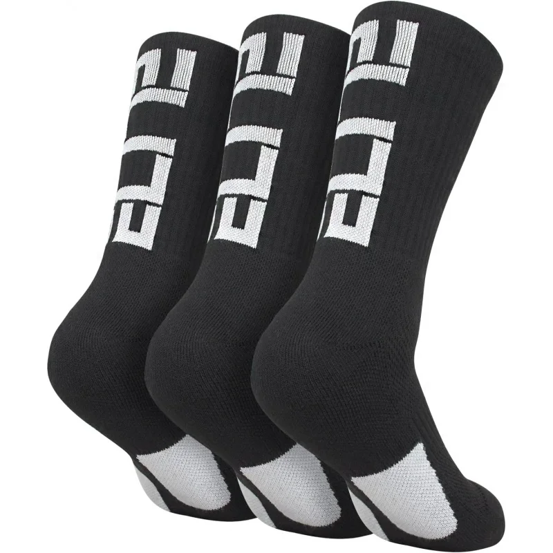 

3 pairs Elite Basketball Crew Socks for Men and Women, Cushion Performance Athletic Basketball Socks