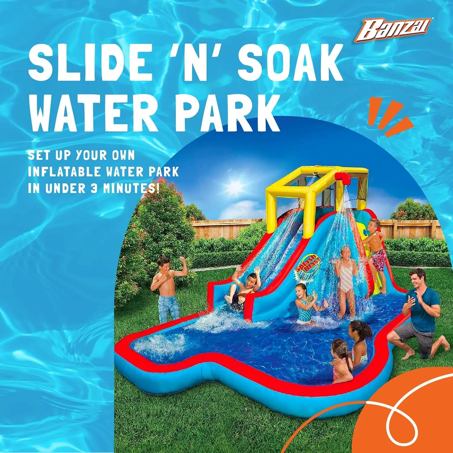 Aufblasbare Pool-Wasserrutsche, aufblasbares Spritzhaus im Hinterhof, Rutsche N' Soak
