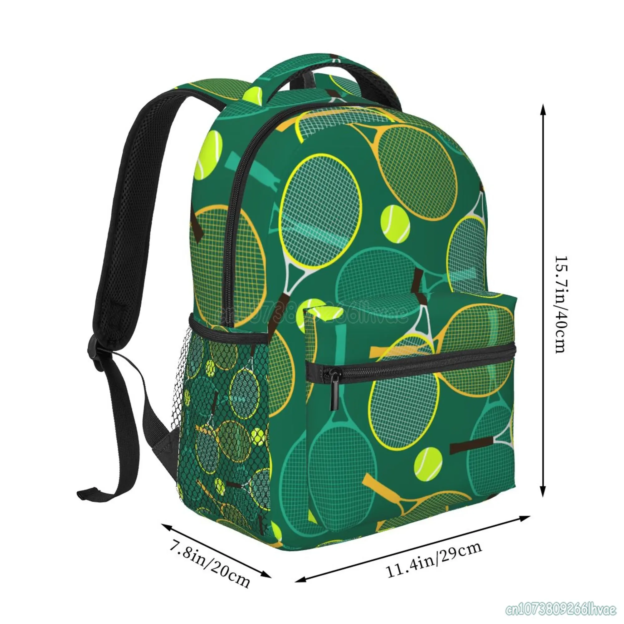 Tennis Rackets and Balls Print Backpacks Fashion Casual Travel Laptop Backpacks Softback Student School Book Bags Waterproof