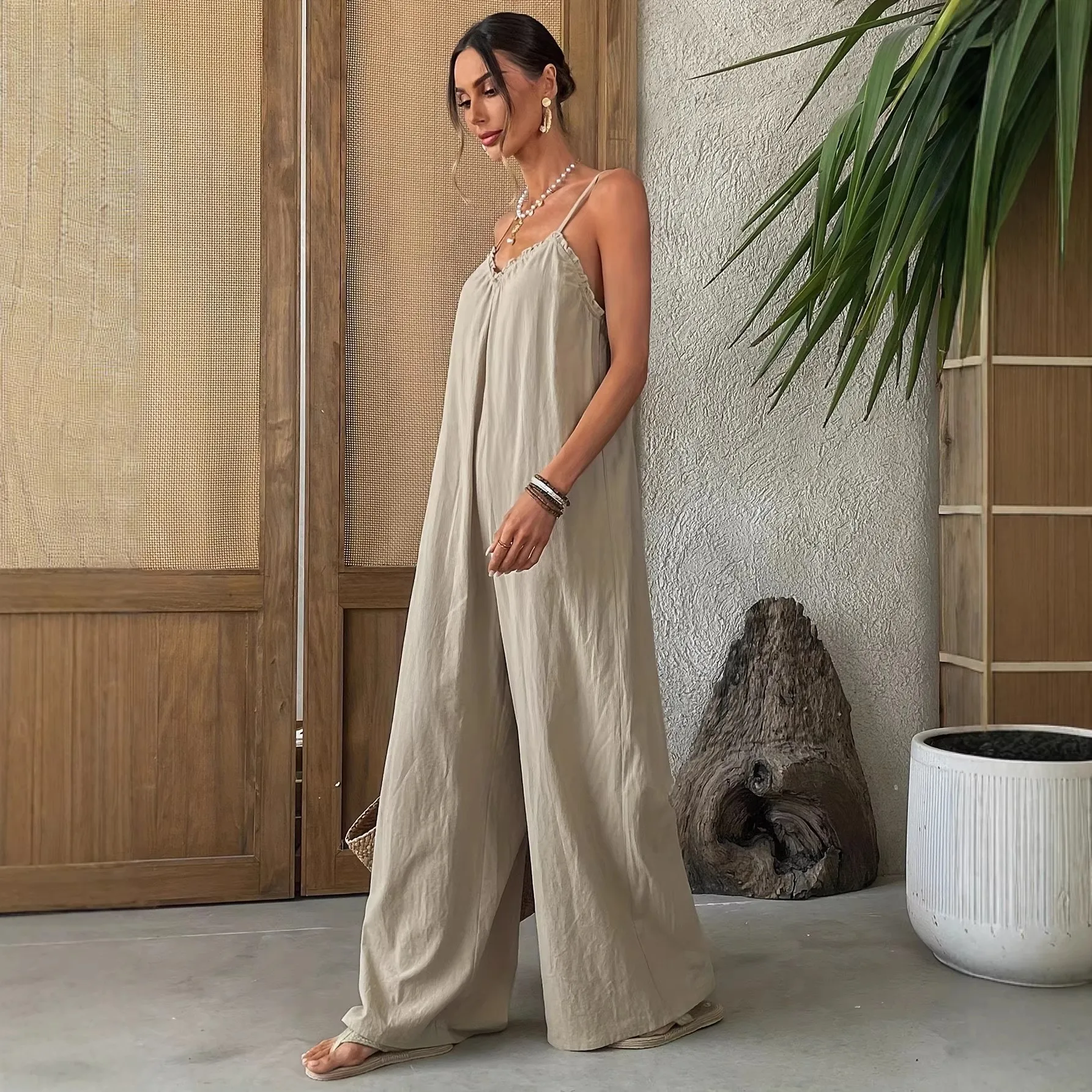 Summer Woman Jumpsuit Sleevele - Jumpsuit Linen Relaxed ulasan dan harga