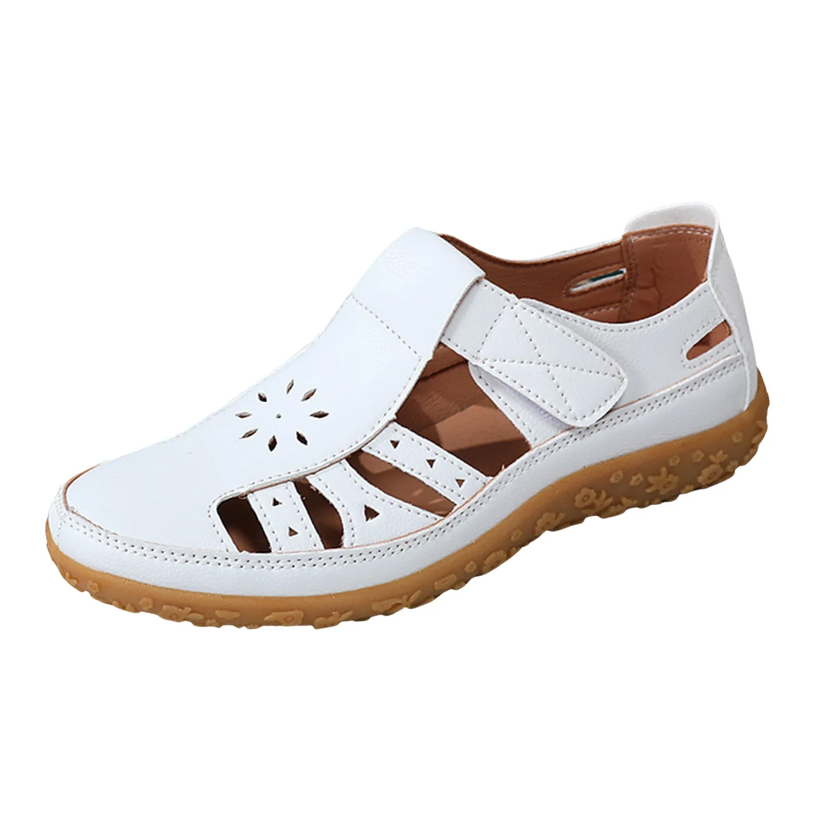 Athletic Sandals Women Ladies Spring And Summer Hollow Sandals Fashionable Solid Color Covered Toe Casual Heels with Strap