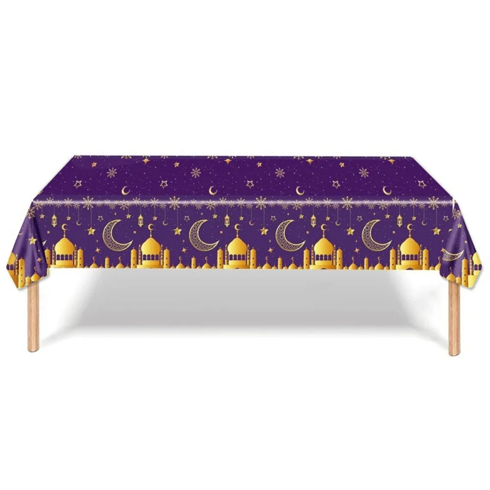 Eid Mubarak Table Runner Eid Al Adha Disposable Tablecloths Castle Moon Ramadan Kareem Decoration Table Cover