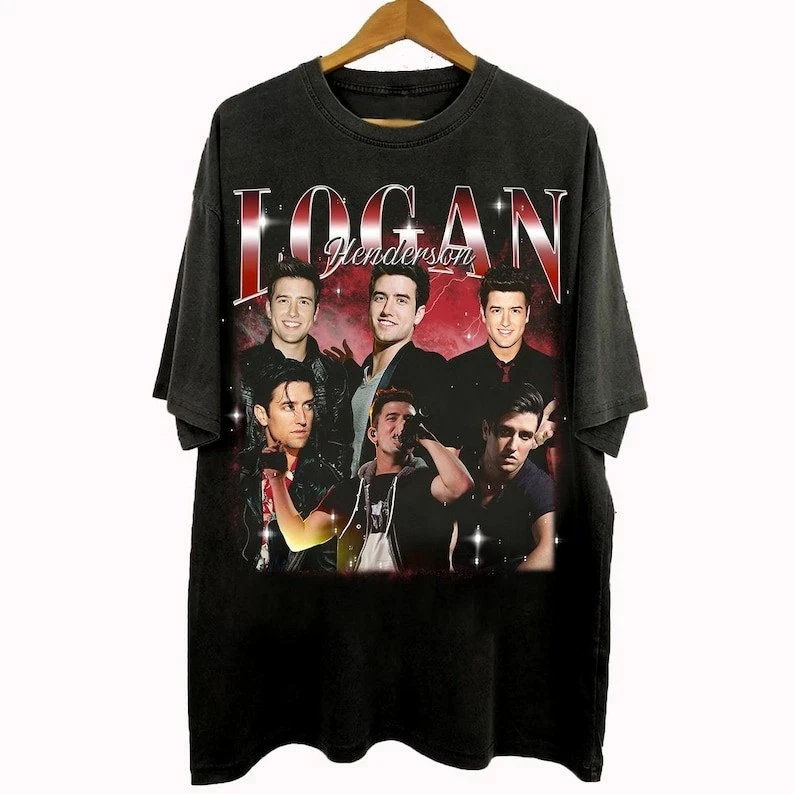 Camiseta Vintage estilo Bootleg de los años 90 de Logan Henderson, regalos de Big Time Rush para fanáticos, camiseta Vintage, camisetas para hombre