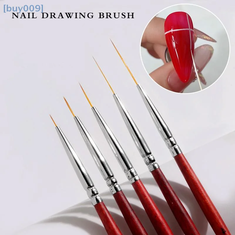 【buy009】Pinceles de madera para decoración de uñas, pincel delineador para detalles finos, pincel delineador de dibujo fino, esmalte de Gel UV, pintura de uñas también
