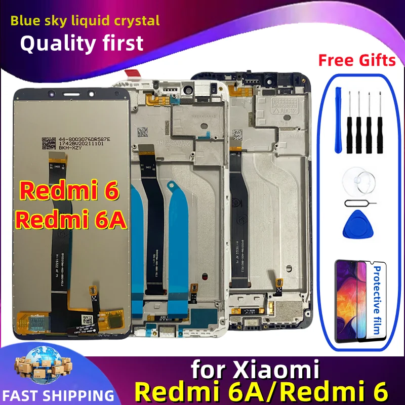 

LCD Screen Display Touch Glass Digitizer Frame, Full Replace, Xiaomi Redmi 6, Redmi 6A, M1804C3DG, M1804C3DH