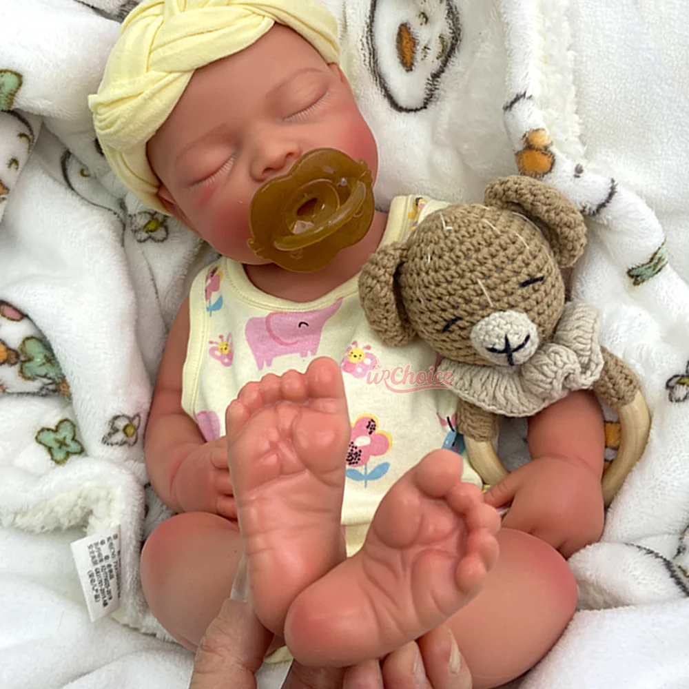 Waterproof Lifelike Painted 17" Full Body Platinum Silicone Reborn Bebe Doll Girl Muñeca Realistic Sleeping Baby With Mouth Open