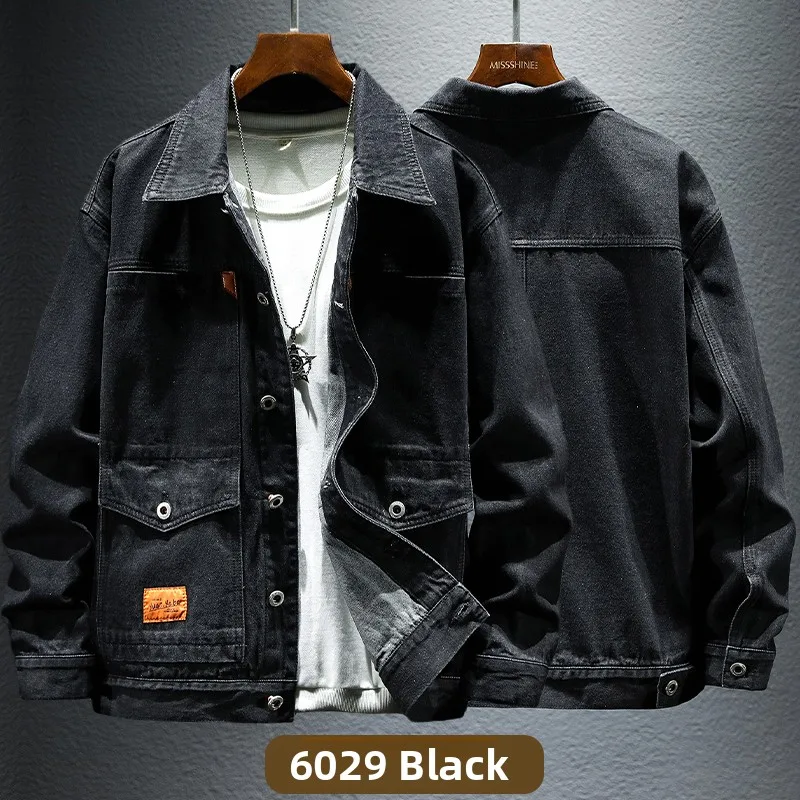 

Loose Men's Denim Jaet for Spring Autumn Workwear Welding Resistant Wearable And Waable Youth Sle Long Sve Coat