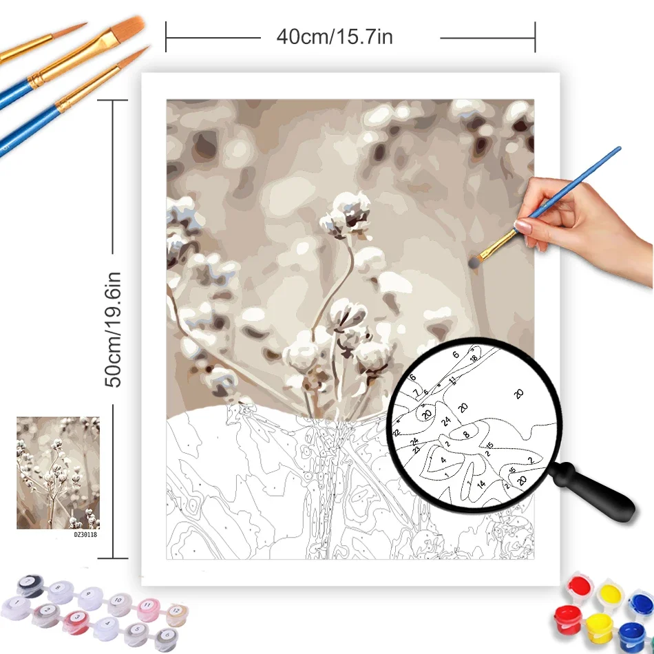 Reed Dandelion DIY Frame Oil painting by numbers Canvas Painting paint by number Wall Pictures For Living Room Decor