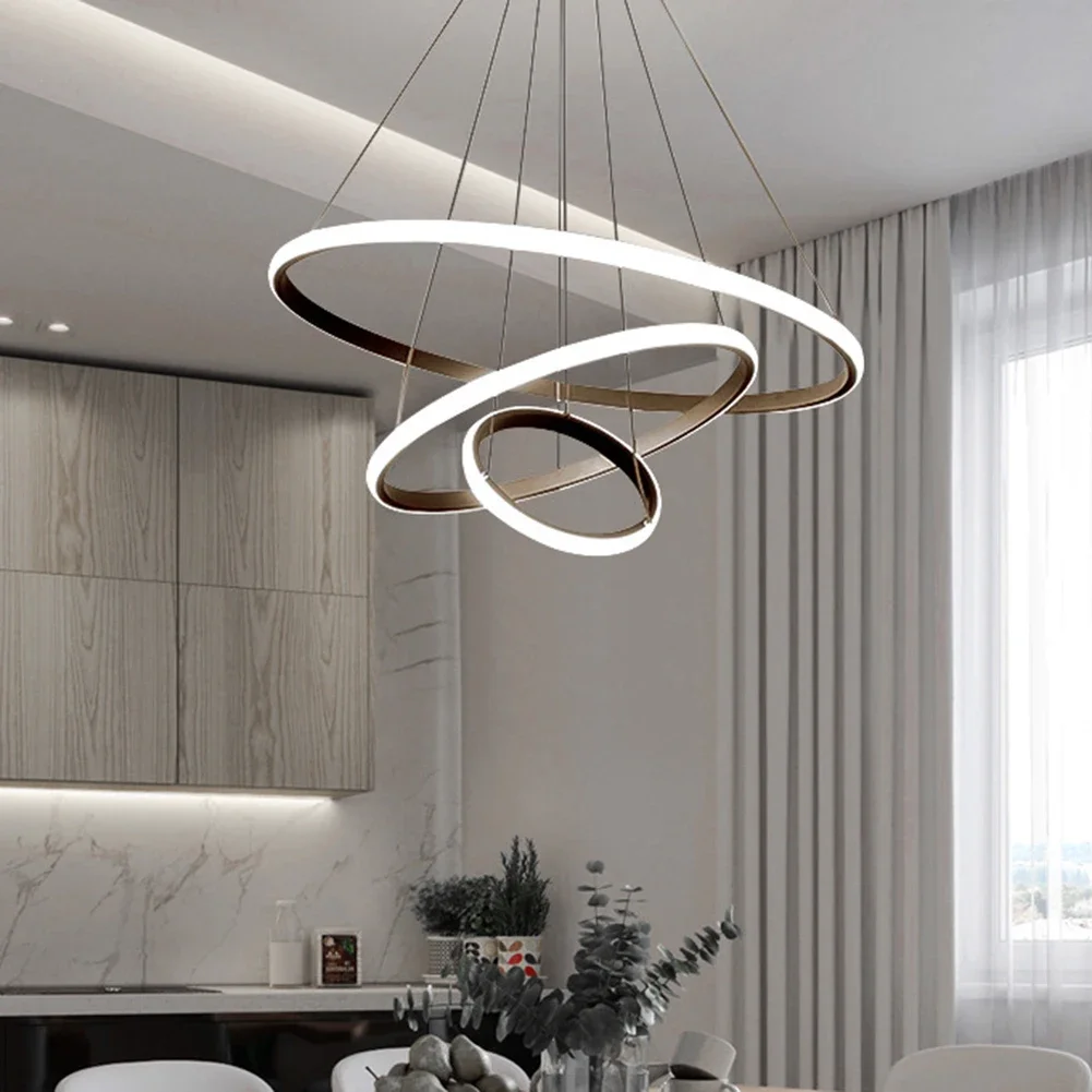 Warm Light LED Pendant Chandelier Adjustable Indoor Lighting High Brightness Decor Ornament for Dining Bar Living Room Shop