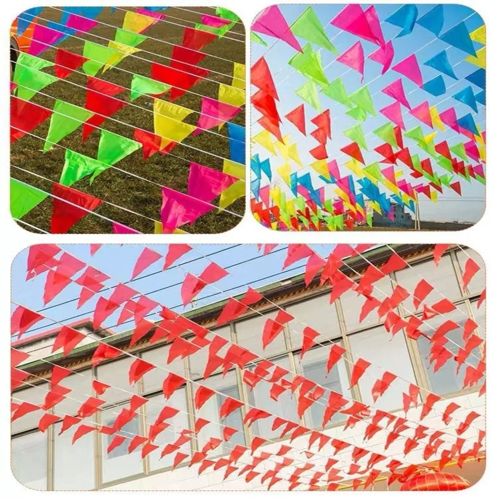 Versatile 50M Length Pennant Banner Multicolor Nylon Fabric Flag String Decor 5.12 x 7.09in Banner Rope Party Decoration