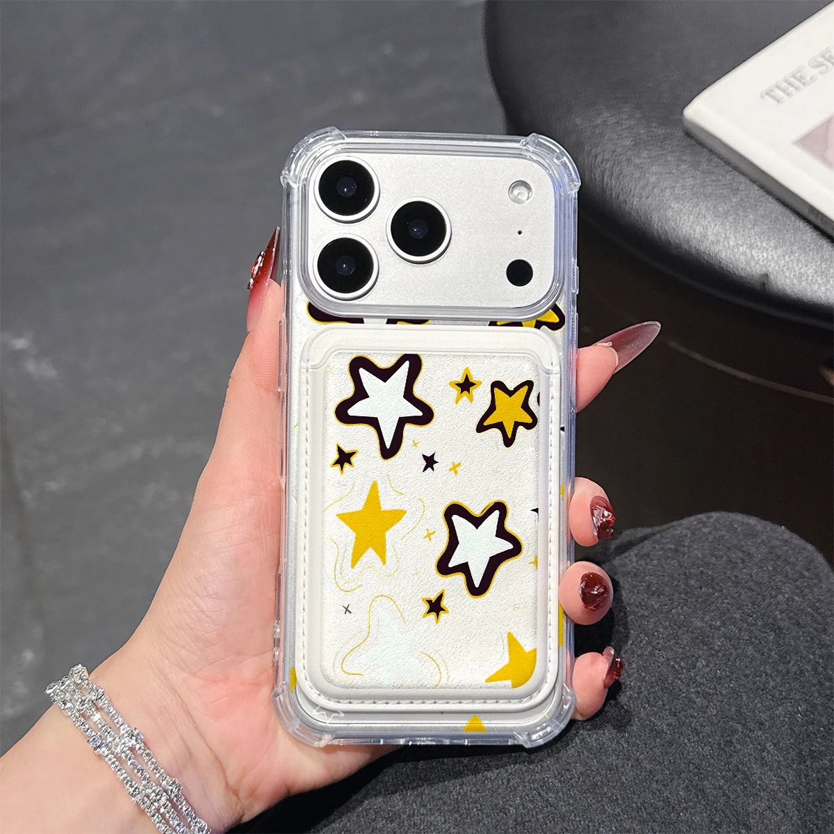 Star Pop Phone Case For iPhone 17 16 15 14 13 Pro Max Plus Wallet Pocket Transparent Soft TPU for Magnetic Phone Case
