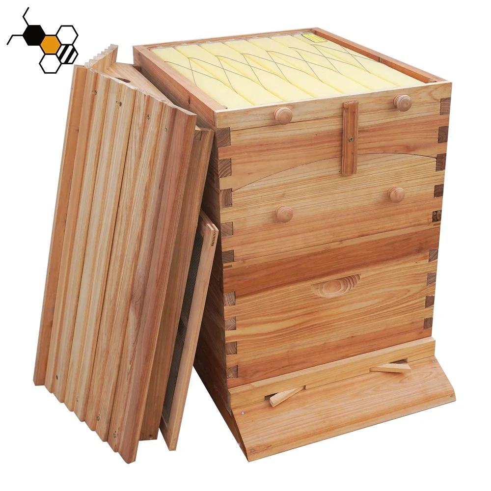 

Bee Hives Boxes And Frames Starter Kit 7Pcs Automatic Beehive Honey Flowing Hive For Honey Bees