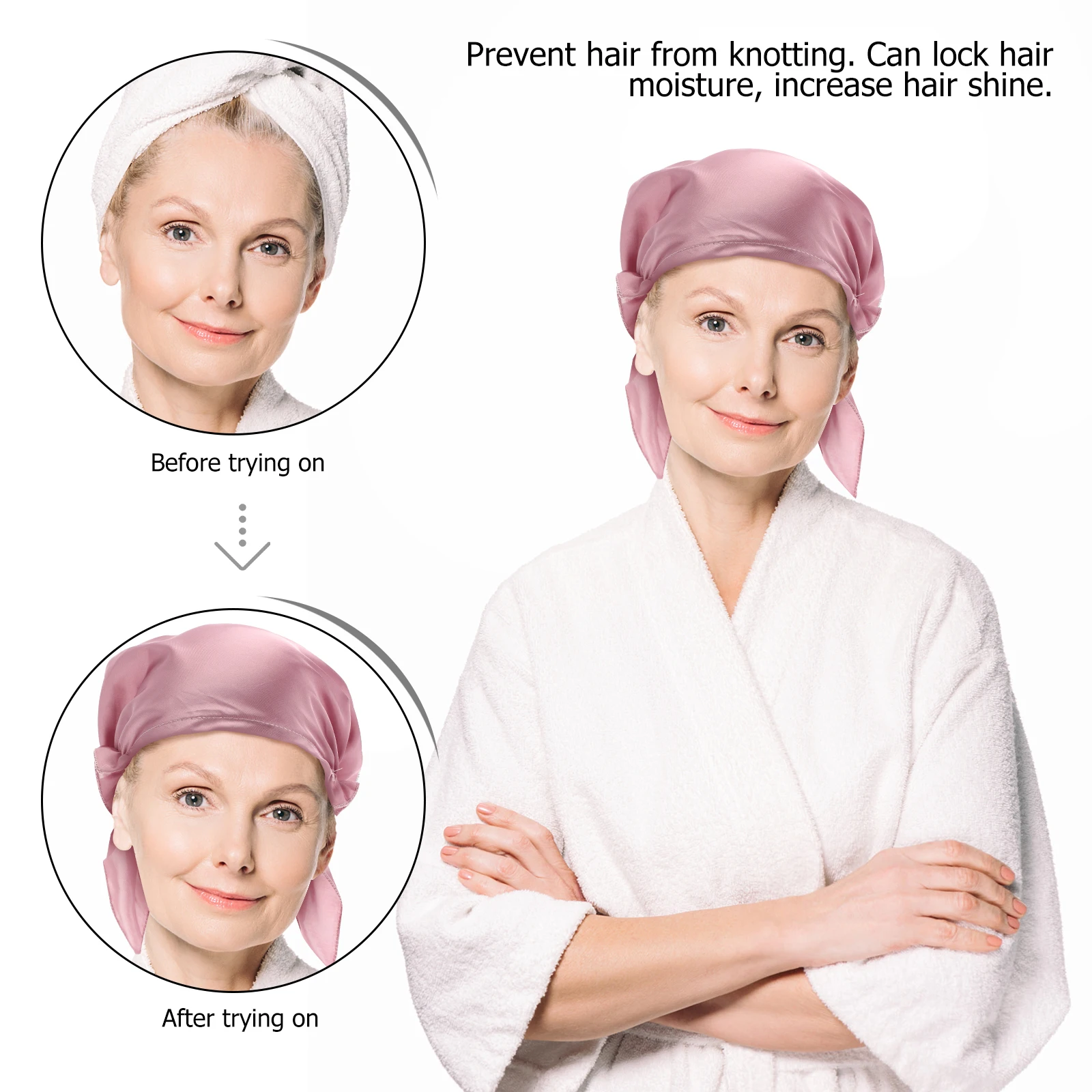 

Simulated Silk Adults Breathable Satin Bonnet Sleep Sleeping Caps for Women Vintage