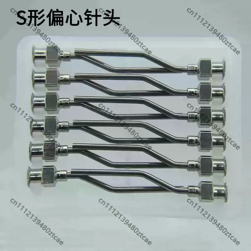 1.5 Inch Bent Dispensing Needle, Stainless Steel S-shape Eccentric Glue Nozzle
