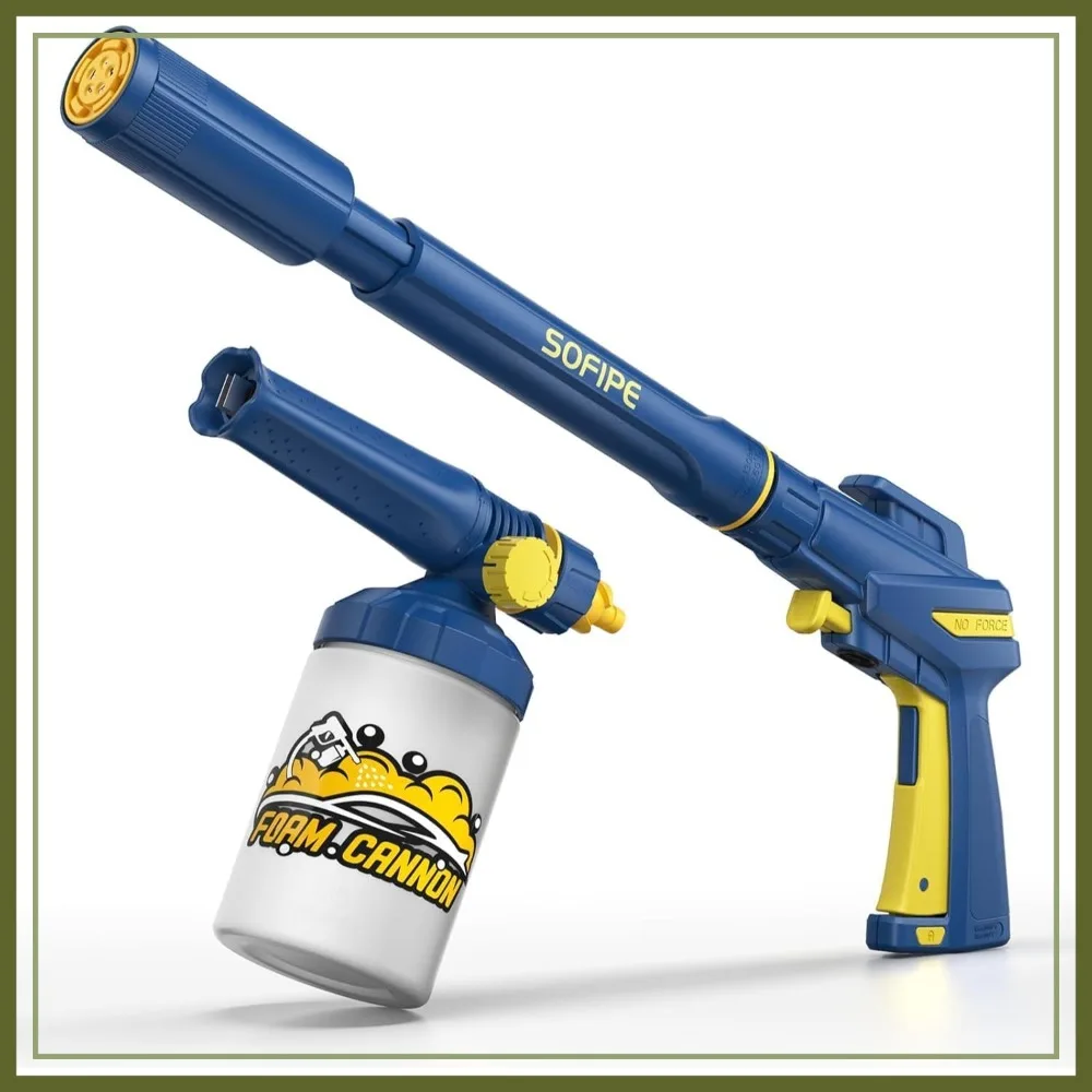 

5-in-1 Pressure Washer Gun with Foam Cannon, 5 Spray Nozzles, M22 Adapters, 3/8" Quick Connect