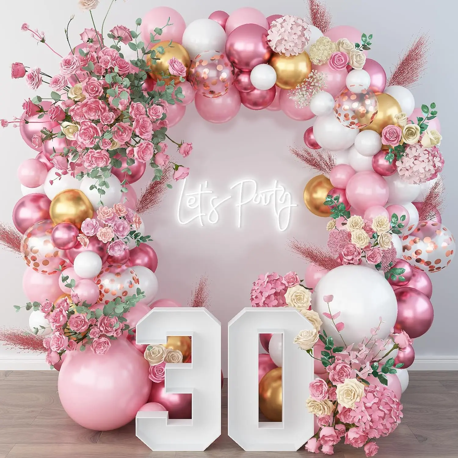 89-teiliges rosa-weißes rotes Latex-Ballon-Set aus Metall, geeignet für Geburtstagsfeiern, Hochzeiten, Partydekorationen zum Valentinstag