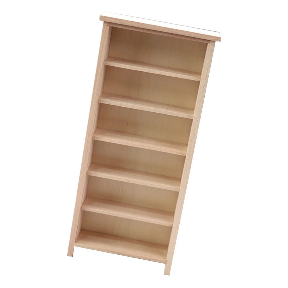 Vertical Bookcase Model Bookshelf Mini Adornment Toy Storage Shelves Room Wooden Cabinet Simulation Child Display