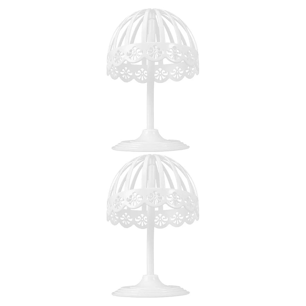 

2pcs Hat Display Stand Plastic Cap Dome Shelf Organizer Desktop Cap Display Rack Hollow Design Realistic Head Storage
