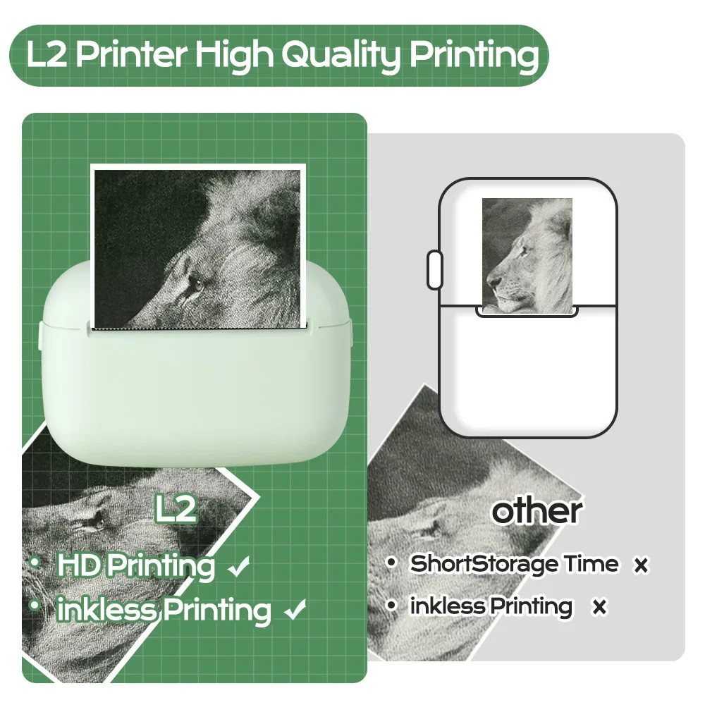 HD 휴대용 열전사 프린터, 무선 블루투스 미니 인쇄, 사진 포켓 열전사 라벨, 안드로이드 IOS 프린터, 58mm 인쇄