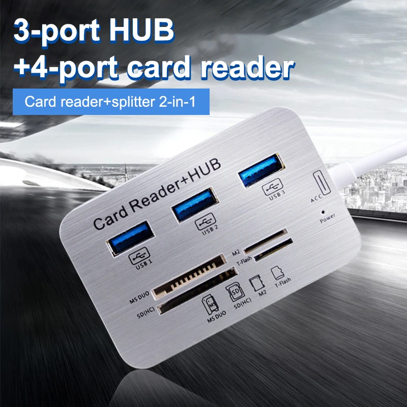 7in1 3 Ports USB TYPE C 3.0 HUB+4 Ports Expander SD TF MS,M2 MMC Memory Card Reader Adapter For U Disk PC Laptop Mouse Keyboard