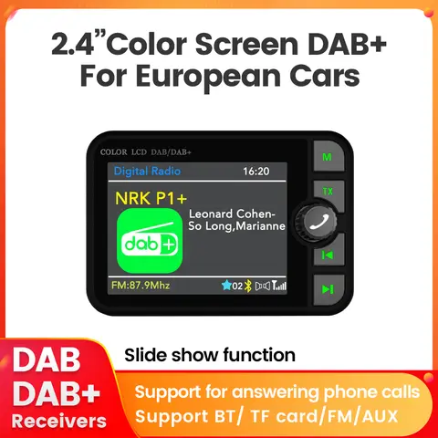 Digital Audio Broadcasting Stereo DAB/DAB+Receiver 2.4 "Color Display Screen Car Digital Radio MP3 FM Transmitter Plug and Play