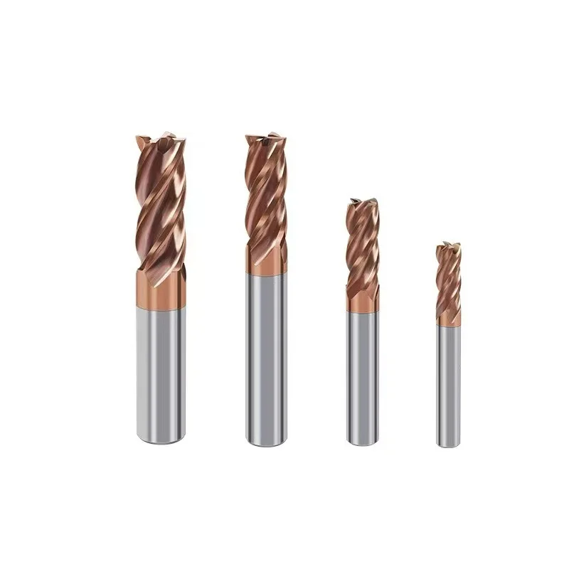 Sue Drill HRC55 degree tungsten steel milling cutter 4 milling cutter CNC hard alloy steel bronze coating