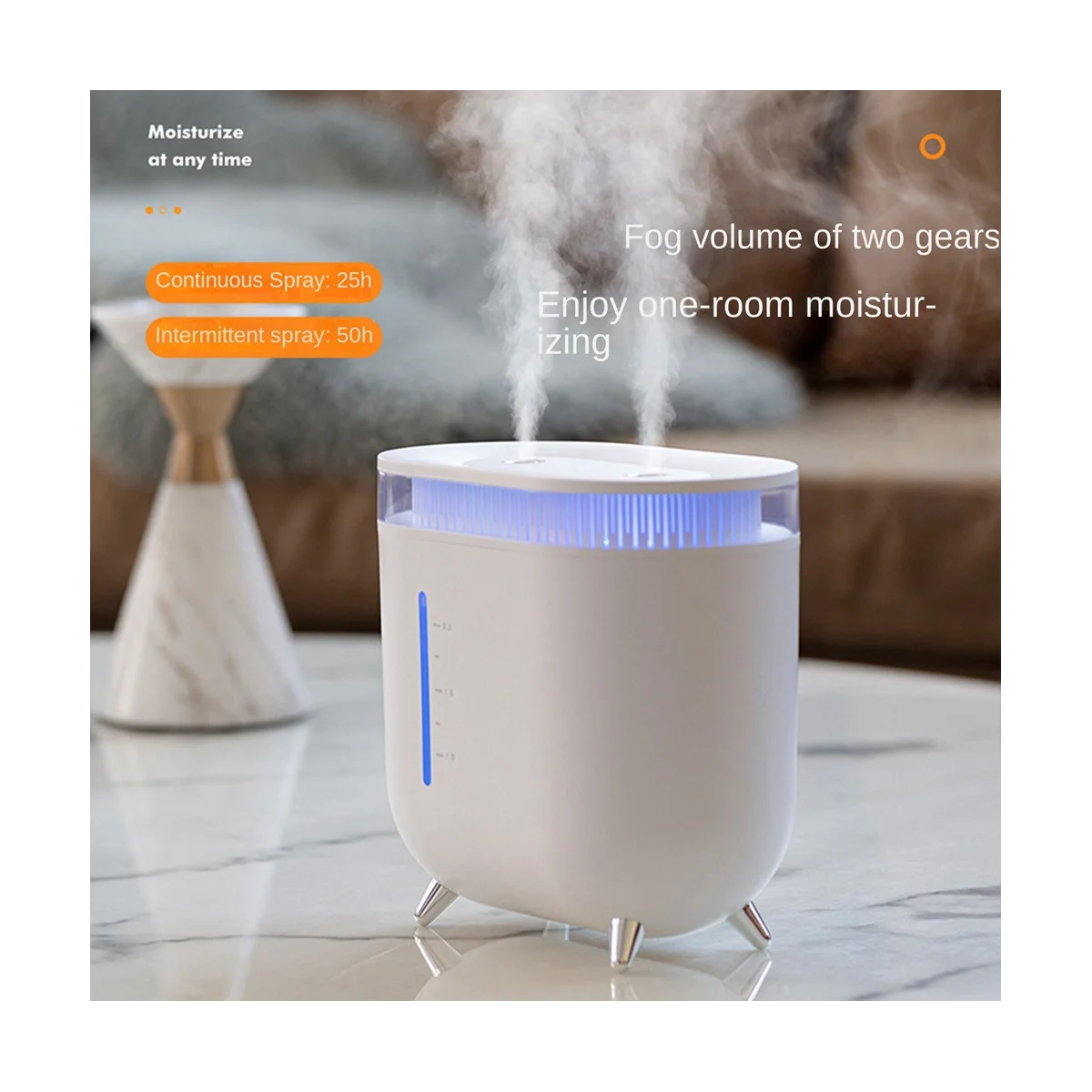 2L High Volume Air Purification Humidifier Aromatherapy Essential Oil Diffuser with Atmosphere Light for Bedroom White