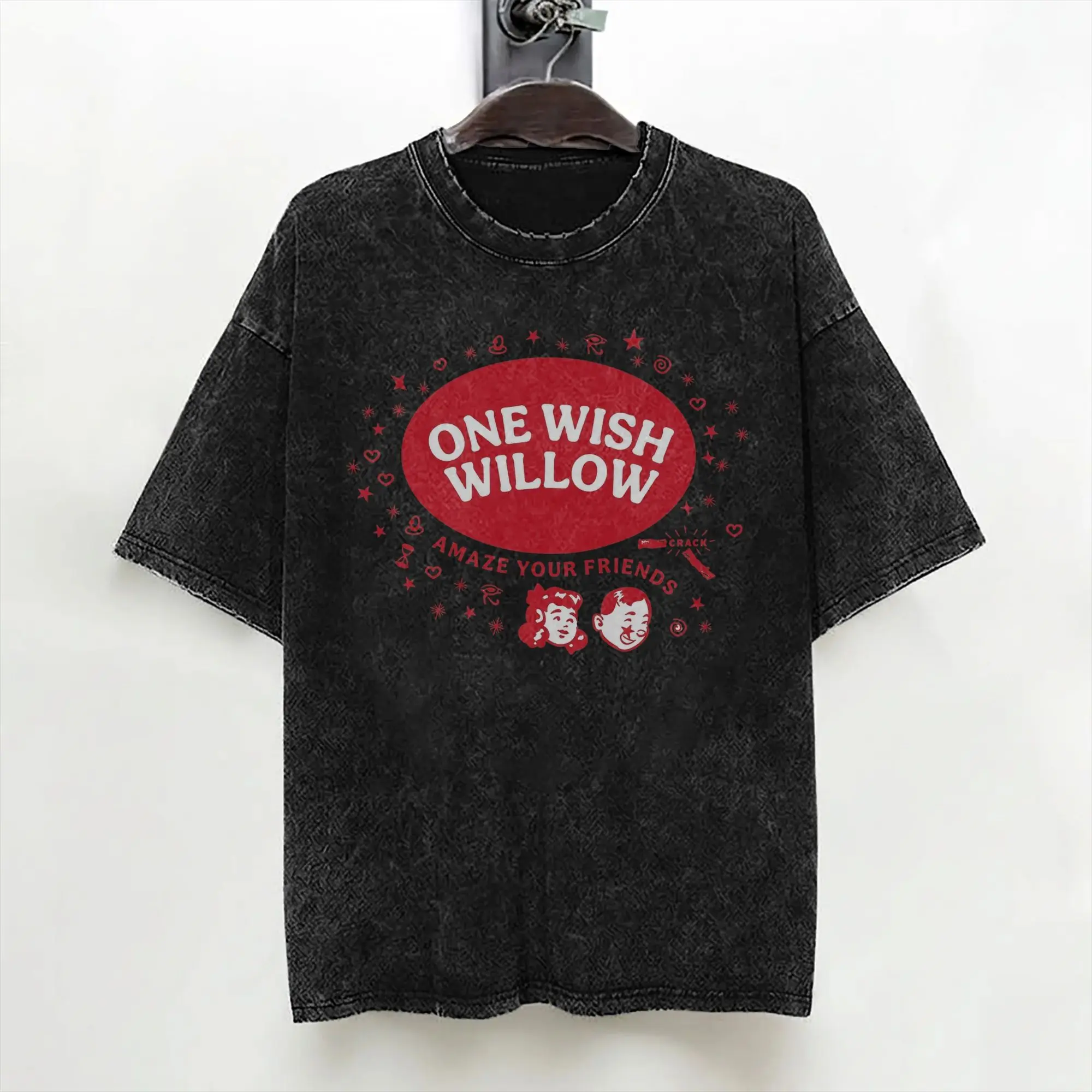 One Wish Willow Obsession T Shirts Washed Short Sleeve Street T-Shirt  Vintage Men Women Streetwear Summer Tee Shirt