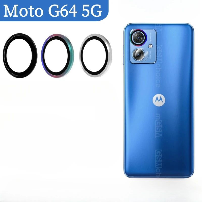 واقيات عدسة الكاميرا الخلفية لموتورولا موتو g64 5g ، حلقة معدنية ، موتو g64 motog64 ، غطاء زجاجي واقي