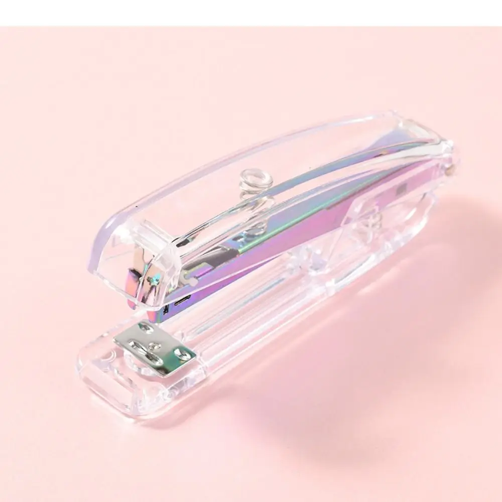 Durable Manual Transparent Stapler Rose Gold Transparent Paper Stapler Portable Bookbinding Tool Book Binding Machines Student