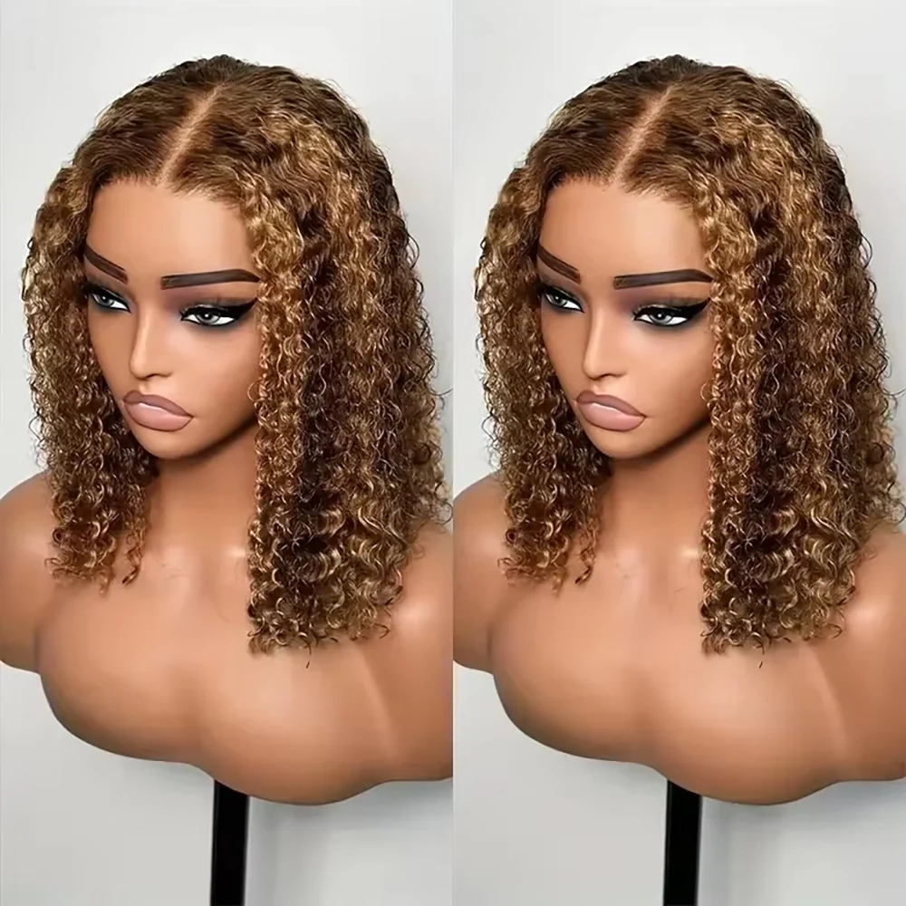 Peluca Bob con ondas de agua 13x4 P4/27 resaltado 13x4 peluca Frontal de encaje transparente 100% peluca de cabello humano brasileño 150 de densidad para mujeres