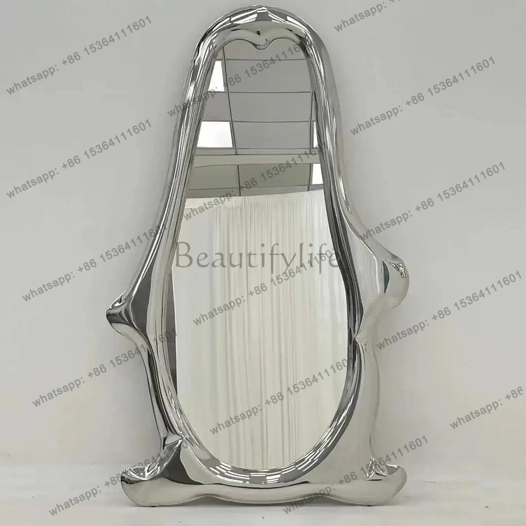 

Modern designer creative light luxury cute full body mirror cartoon penguin full-length mirror home bedroom floor mirror