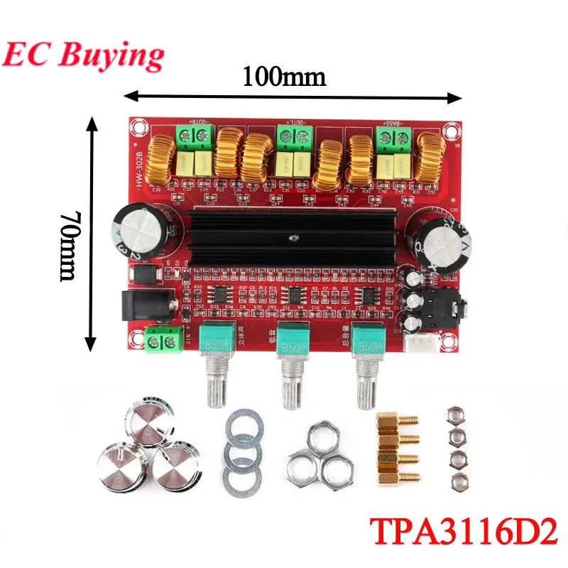 2*80W+100W Power Amplifier Board Module TPA3116D2 Digital Audio 2.1 Channel TPA3116 Subwoofer Amplificador Amp DC12-26V