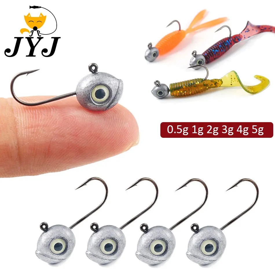 JYJ 0.5g 1g 2g 3g 4g 5g rooting fishing hook ,small jig head rockfish for soft worm lure tool