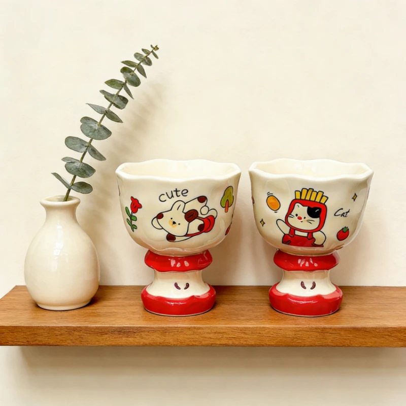 High Beauty Cute Footed Ceramic Coffee Mug for Couples Men Women Creative Hand Grip Water Cup Elegant Tea Cups Home Office Use