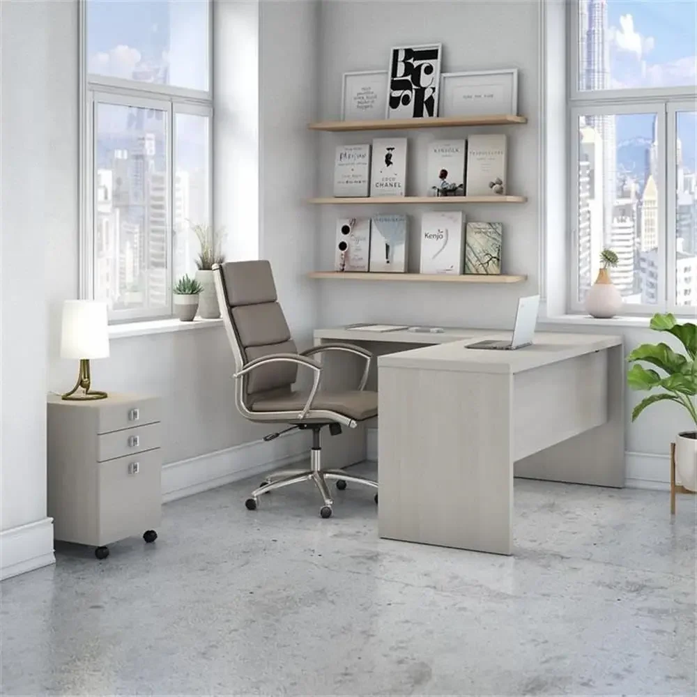 

Special OfferBush Businurniture Echo L Shaped Desk With Mobile Ile Cabinet In Gray Sand, Ern Table With Ders Or Home Or Proional