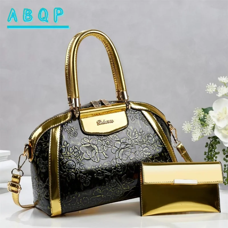 

New Women's Handbag Luxury Brand 2-piece Set Fashionable Women's Shoulder Bag Bright Leather Casual Women's Bag Large Capacity