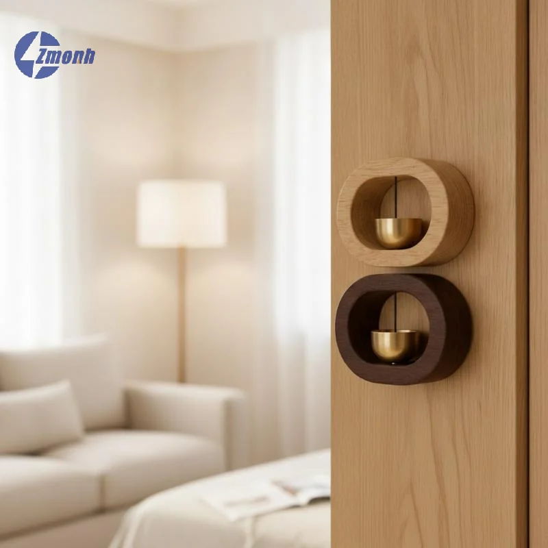 New！Cartoon Doorbell Door Opening Reminder Wind Chime Japanese Style Solid Wood Magnetic Copper Bell Home Decoration