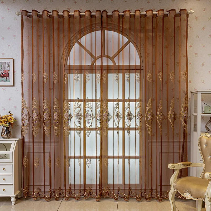 

European Embroidery Window Screen Curtains for Living Dining Room Bedroom Balcony European Finished Translucent Screen