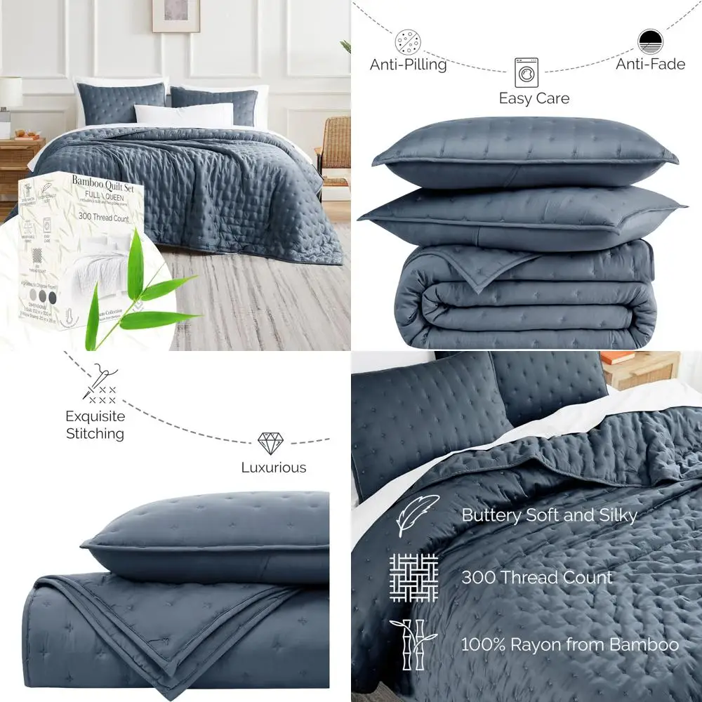 

Southshore Fine Living Full/Queen Size Bamboo Rayon Quilt Set with 2 Shams