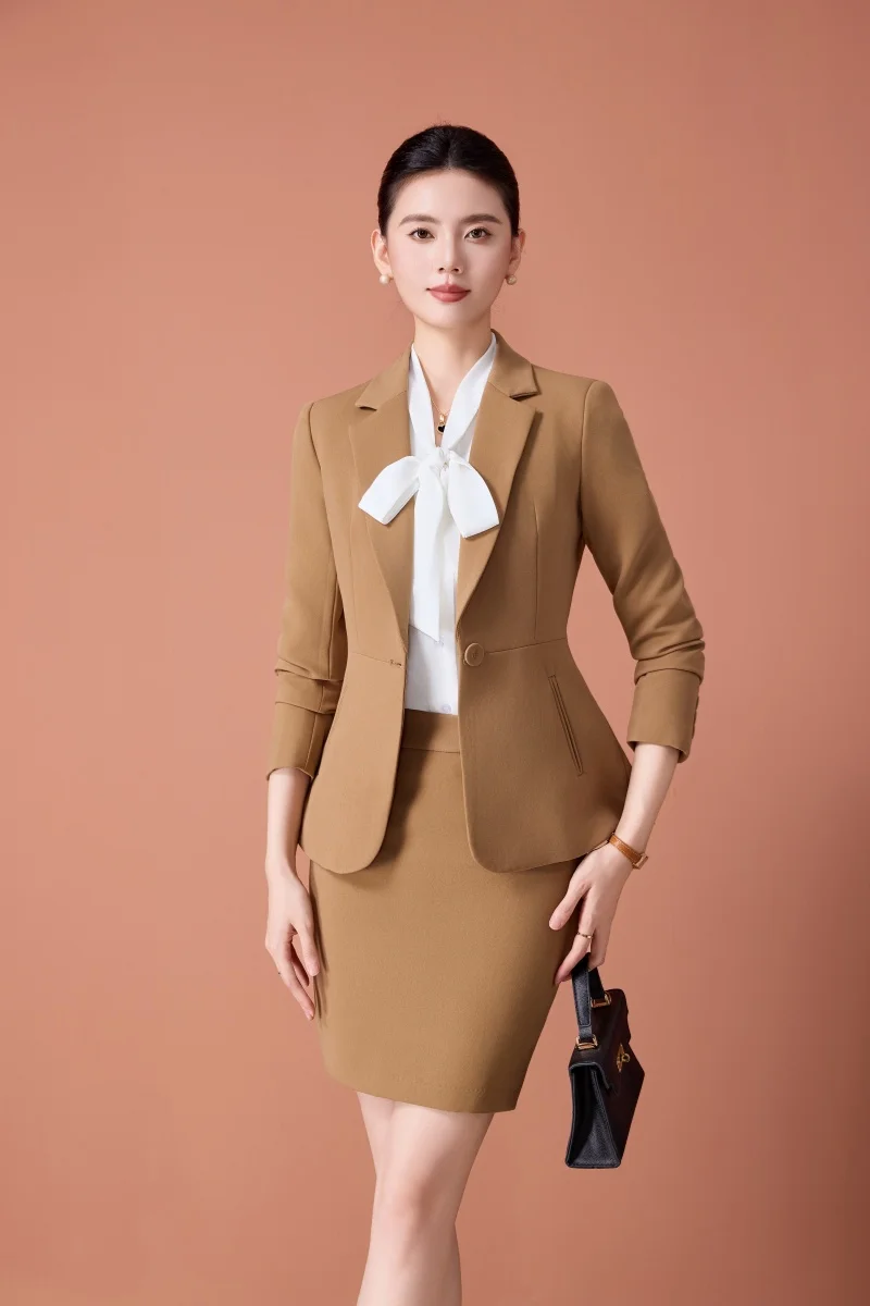 

AIyssa Fashionable professional women's two-piece suit jacket + skirt, exquisite and elegant, 2025 new style