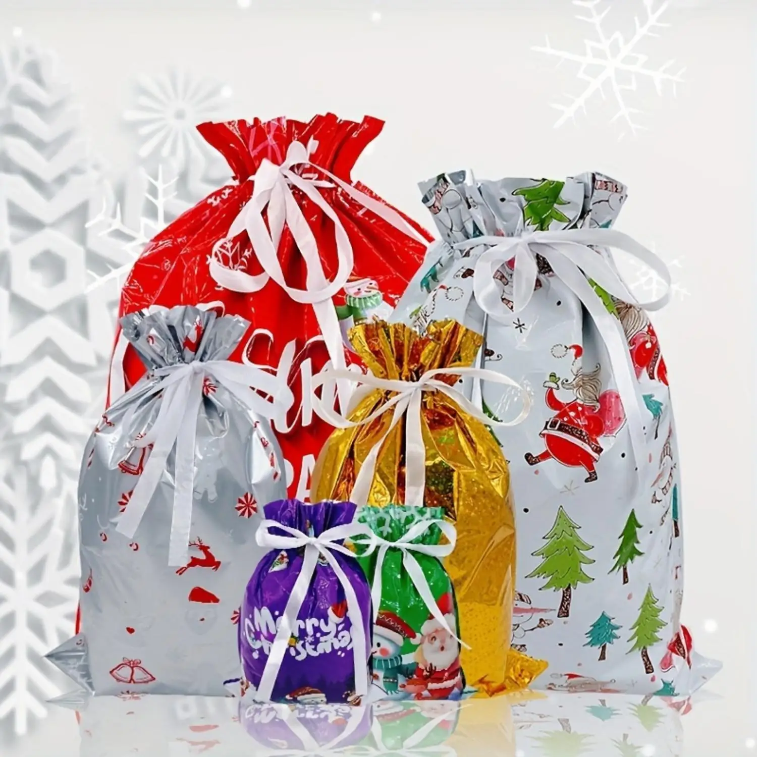 18pcs Christmas Gift Packaging Bags, Christmas Style Gift Packaging Bags, Multiple Styles Of Gift Packaging Bags In Combination