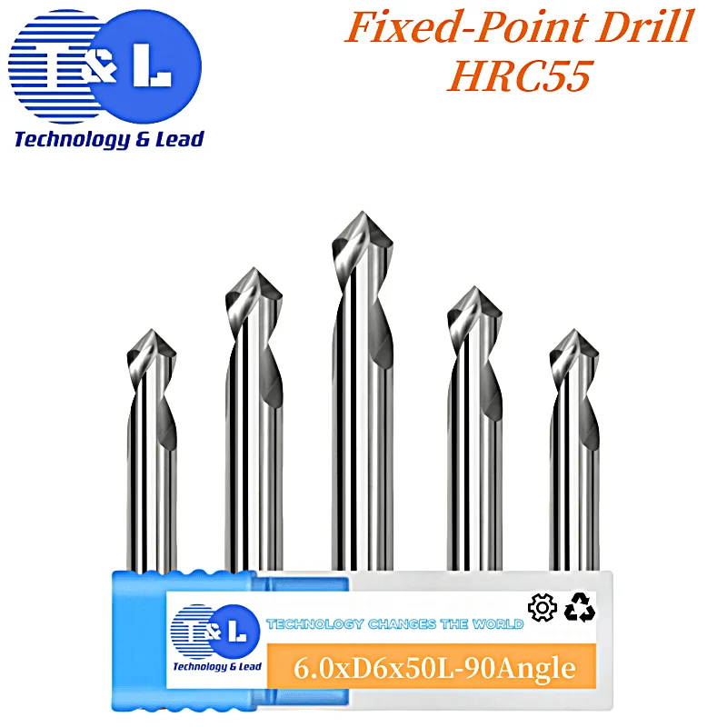 HRC55 Tungsten Steel Aluminum Fixed-Point Drilling Centering Positioning Drill 90° Spot Drill Bit Chamfer Cutter CNC Milling Too