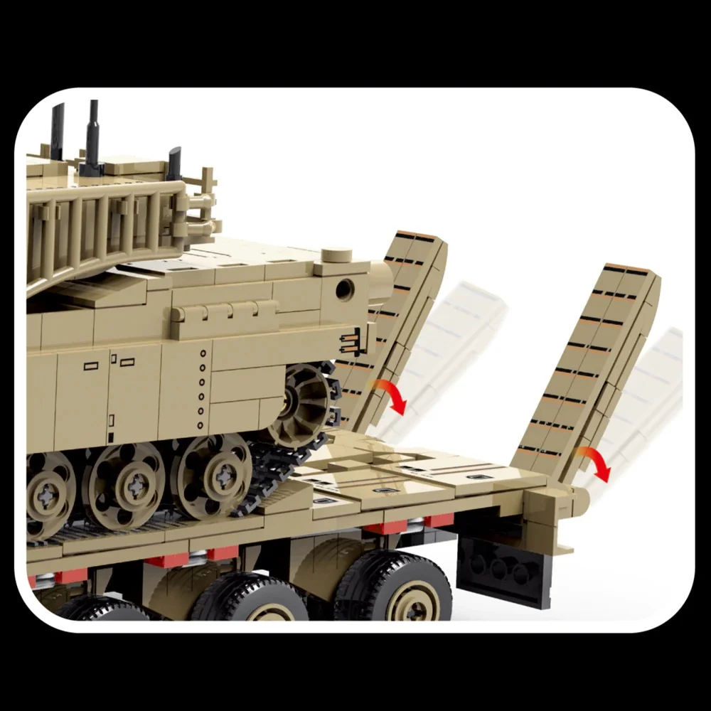 第二次世界大戦 M1070 装甲車両 組み立てブロックセット、5体のフィギュア付き コレクタブル テクニック戦車モデルキット 大人・子供向けギフト 3580ピース